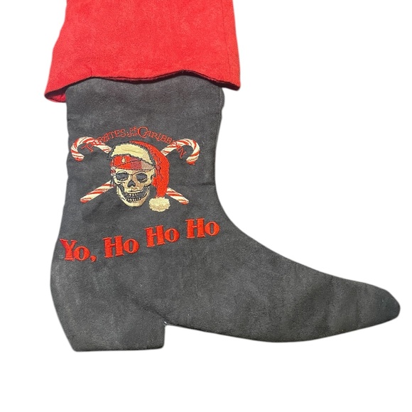 Disney Pirates of the Caribbean Yo. Ho Ho Ho Christmas Stocking Red and Black - Picture 4 of 6